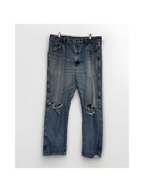 Wrangler Distressed Jeans 38x32 Medium Wash Relaxed Fit